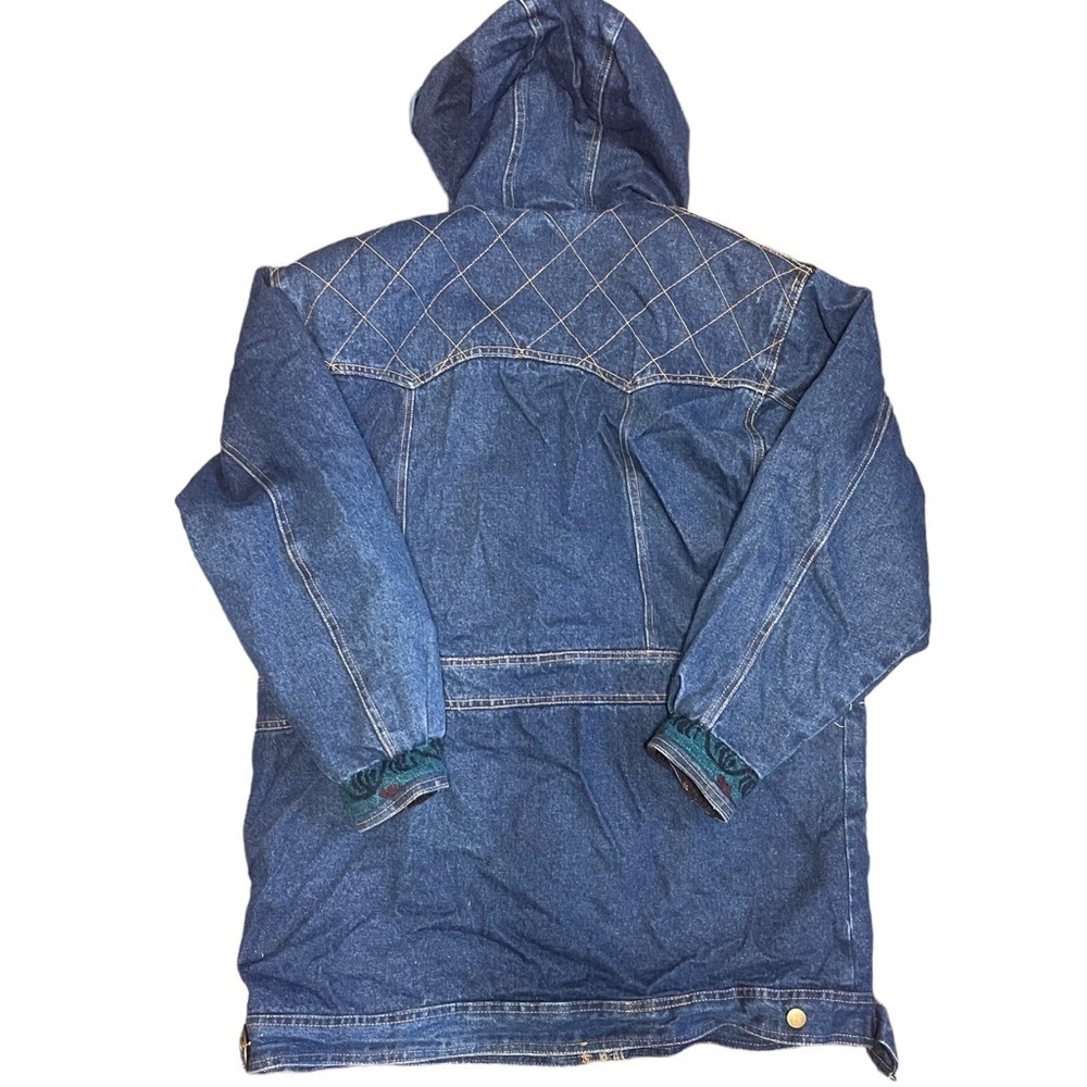 Vintage Out Brook South West Country Tribal Print Ranch Chore Heavy Denim Coat - Picture 2 of 10
